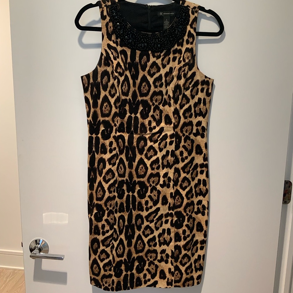 Size 8 Cheetah dress short sleeveless gold beaded